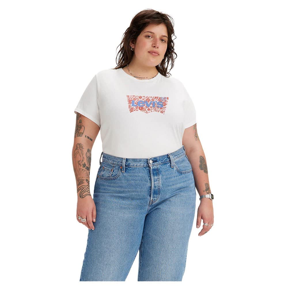 Levi's Damen Plus Size Perfect Tee T-Shirt, Batwing Floral Fill Bright White, Weiß, 3X