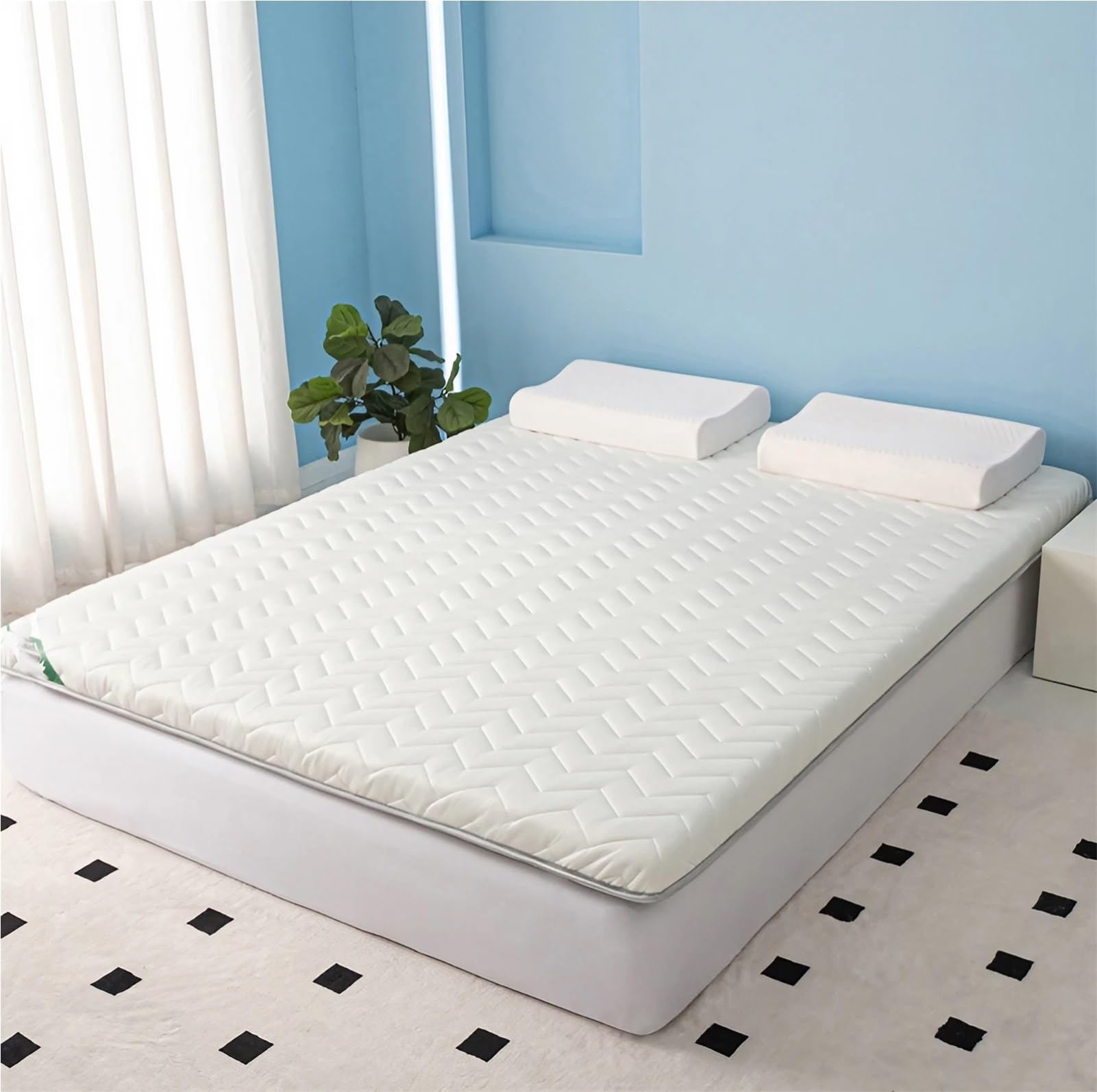 Futon giapponese, spessore 5 cm, solido e da tavolo, in memory foam, portatile e pieghevole, per pavimento, campeggio, letto degli ospiti, camera da letto (grigio, 110 x 190 cm)
