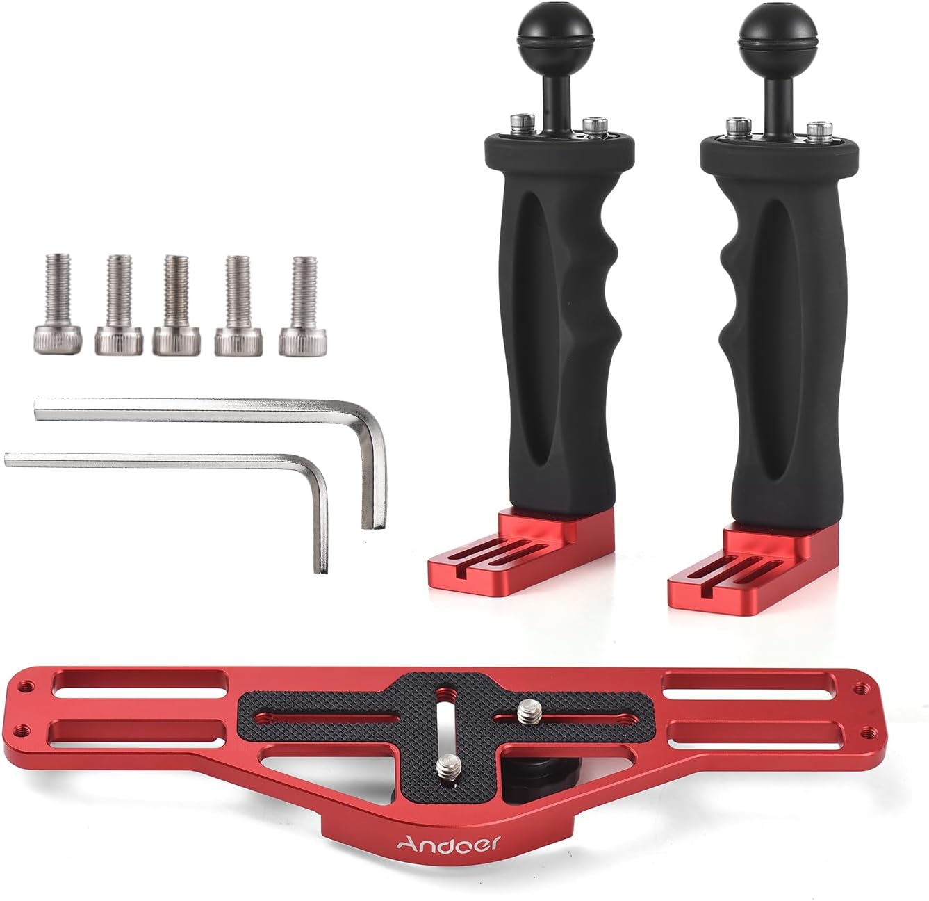 Andoer Dual Handle Camera Diving Rig Handheld Underwater Tray Stabilizer Adjustable for GoPro Canon Sony Nikon DSLR Camera Waterproof Housing Bracket