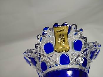 マイセン　クリスタル　フラワーベース　花瓶　ブルー マイセンクリスタル 花瓶 ○ フラワー 花図 ベース ヴェース