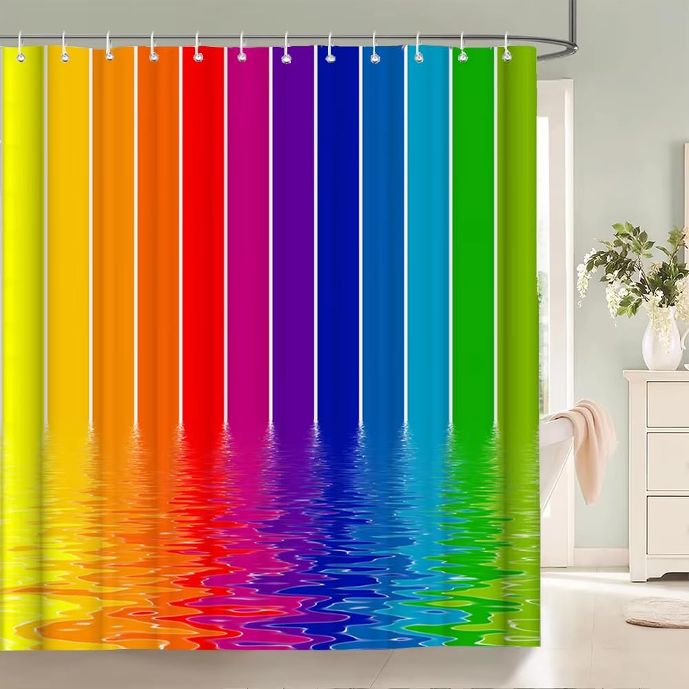 Rideau de douche arc-en-ciel lavable pour stopper les éclaboussures d'eau sur le sol de la salle de bain