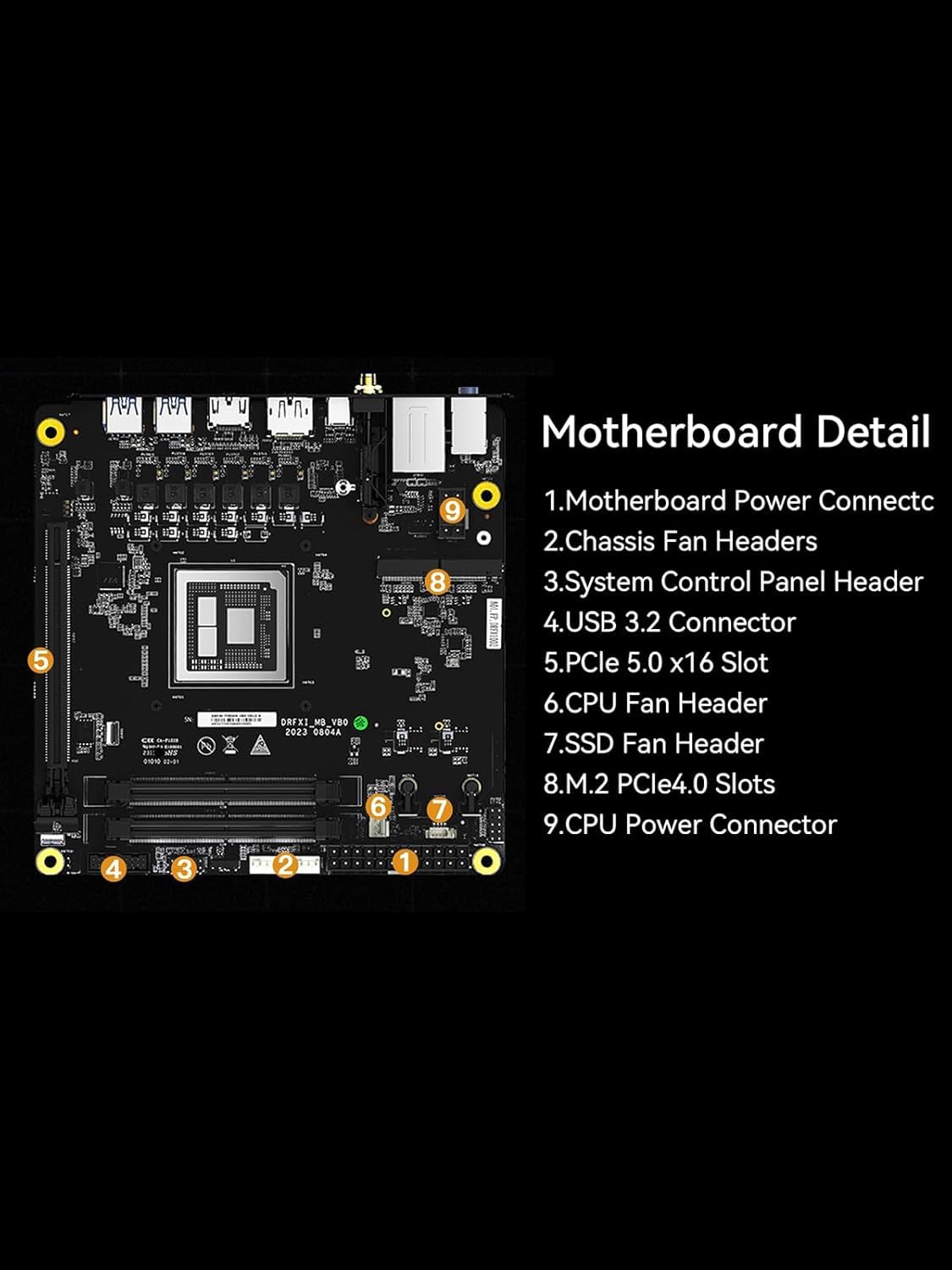 MINISFORUM BD895i SE Mini-ITX-Mainboard, AMD Ryzen 9 8945HX (16 C / 32 T, bis zu 5,4 GHz), PCIe 5.0 x16-Steckplatz, Zwei M.2 PCIe 4.0-Steckplätze, DDR5, HDMI/DP/USB-C, RJ45 2,5 GbE, USB 3.2 Gen 2