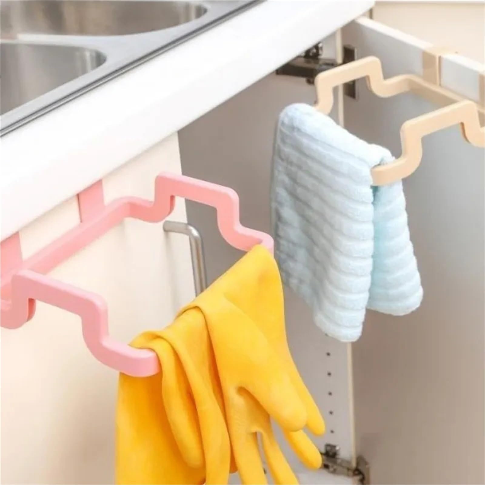 3 uds Bolsa de Basura Estante Colgar Bolsa Almacenamiento Soporte gabinete portátil para Bolsas(Beige)