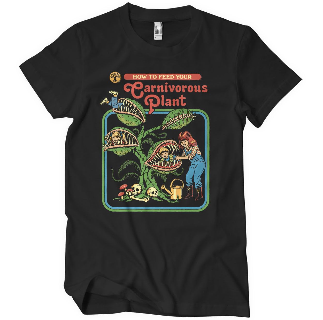 Steven Rhodes Men's Black Officially Licensed Carnivorous Plant T-Shirt (Black), XX-Large