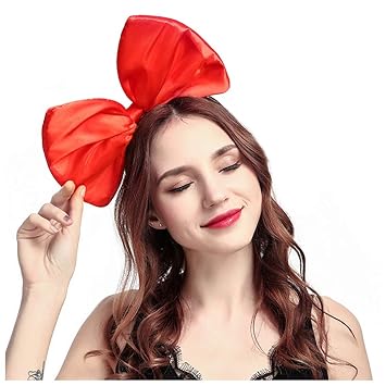 Huge Bow Headband Big Bowknot Hair Bands Headpiece Women Bow Hairband Hair Hoop Holiday Party Decoration Cosplay Costume Cute Christmas Halloween Headdress Handmade Hair Accessories 1 Pack Red