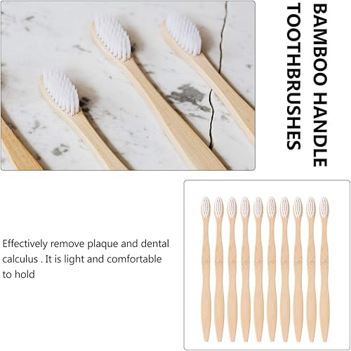 Miniatura 7 de Uonlytech Cepillos de dientes de madera, 10 unidades, cepillo de dientes natural, cepillos de dientes de bambú, cepillos de dientes suaves para