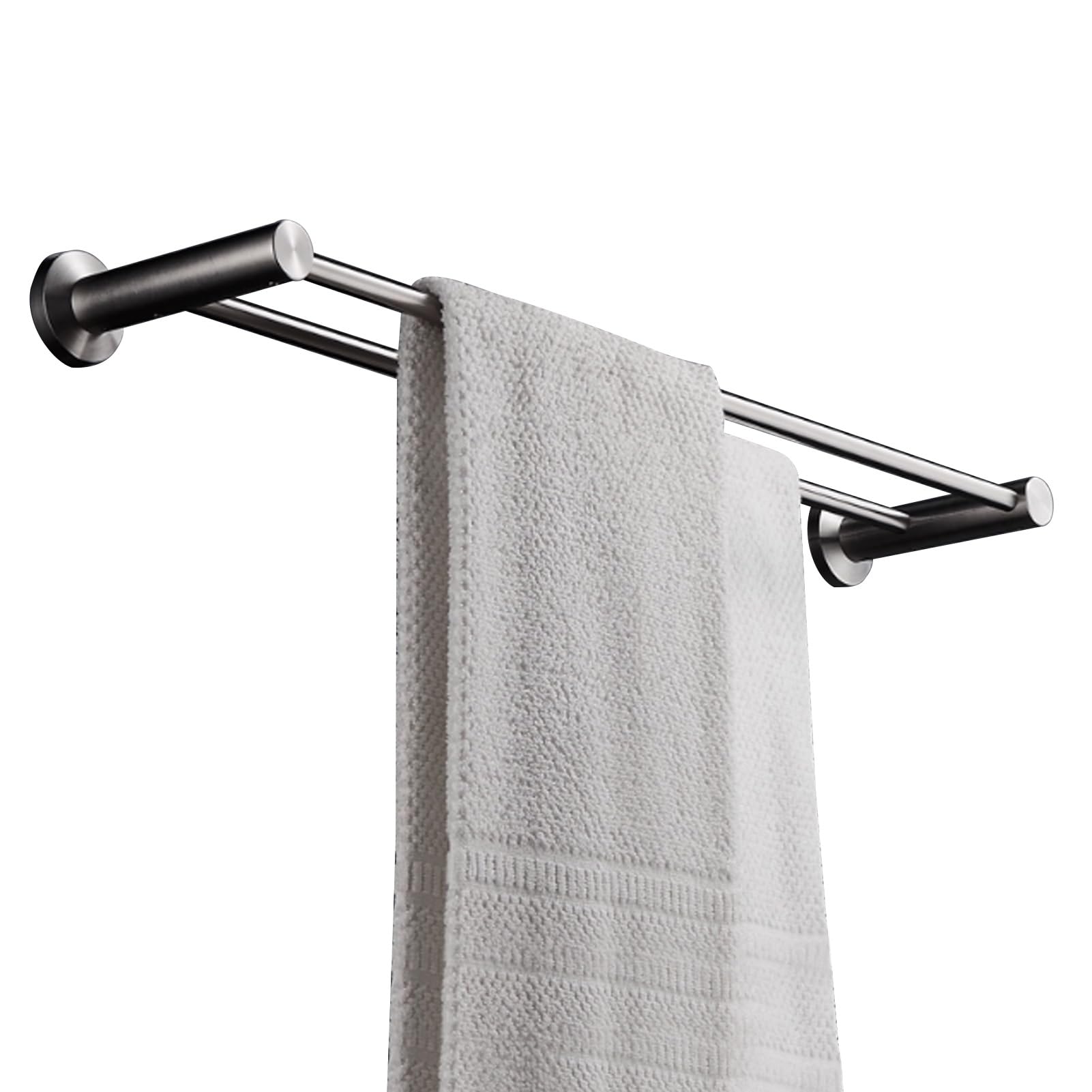 Renmlion Double Towel Rails Stainless Steel Towel Bar 70cm 80cm 90cm 100cm Wall Mounted Towel Rod Bathroom Towel Rack Brushed Silver Finish Towel Shelf(100CM)