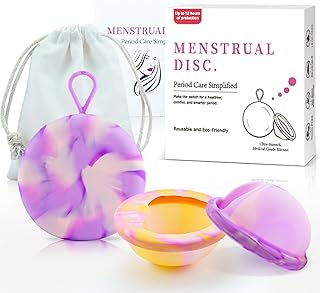 Menstrual Cups,2 Pcs Medical Grade Silicone Thin Fit Menstrual Disc,Menstrual Cup Wear for 12 Hours,Period Disc With Mini ...