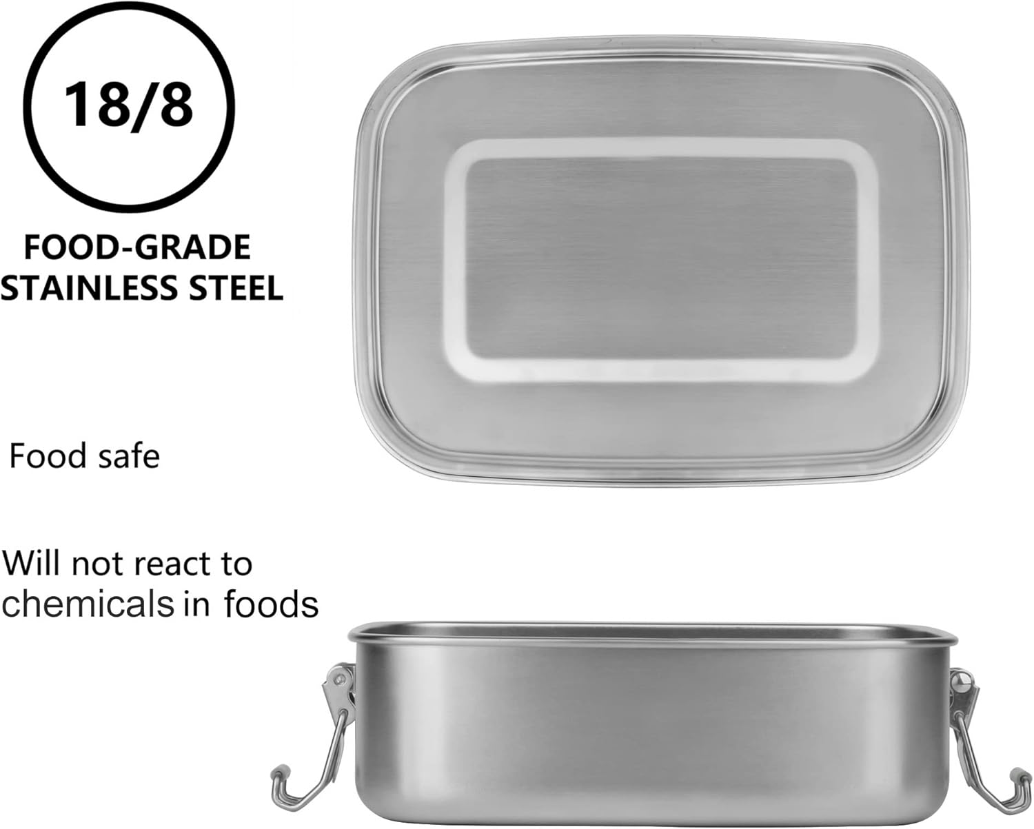 Arora Stainless Steel Bento Lunch Box - 800ml w/Divider, 2 Compartments, Eco & Recyclable Food Container, Leakproof & Dishwasher Safe, BPA Free, On-the-Go Eating Design for Adults & Teens