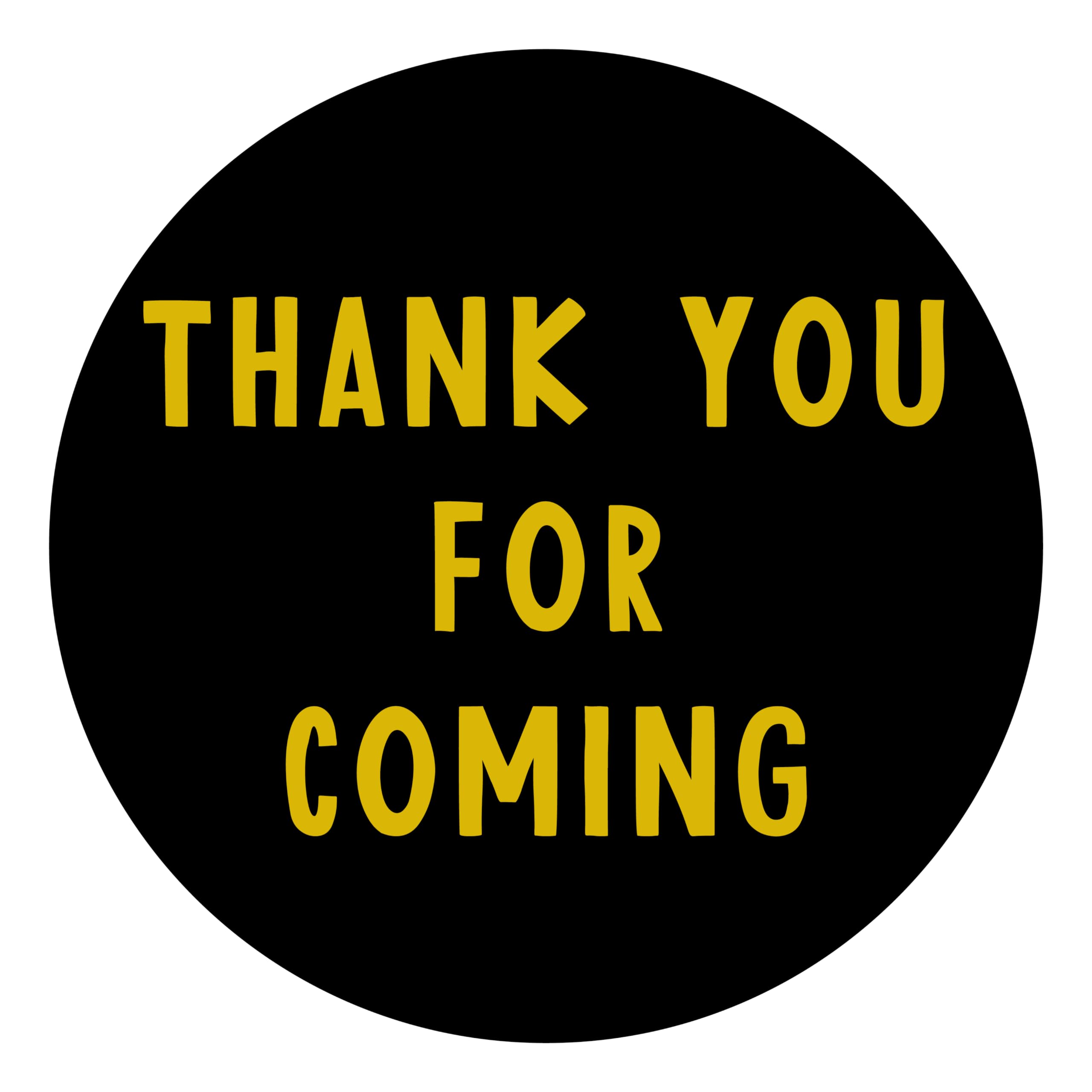Manta Makes Thank You for Coming to My Party Stickers for Party Bags, 35 x 37mm Round Thank You Stickers for Party Bags, Thank You for Coming to My Party Bag Stickers Sheet (Black and Gold)
