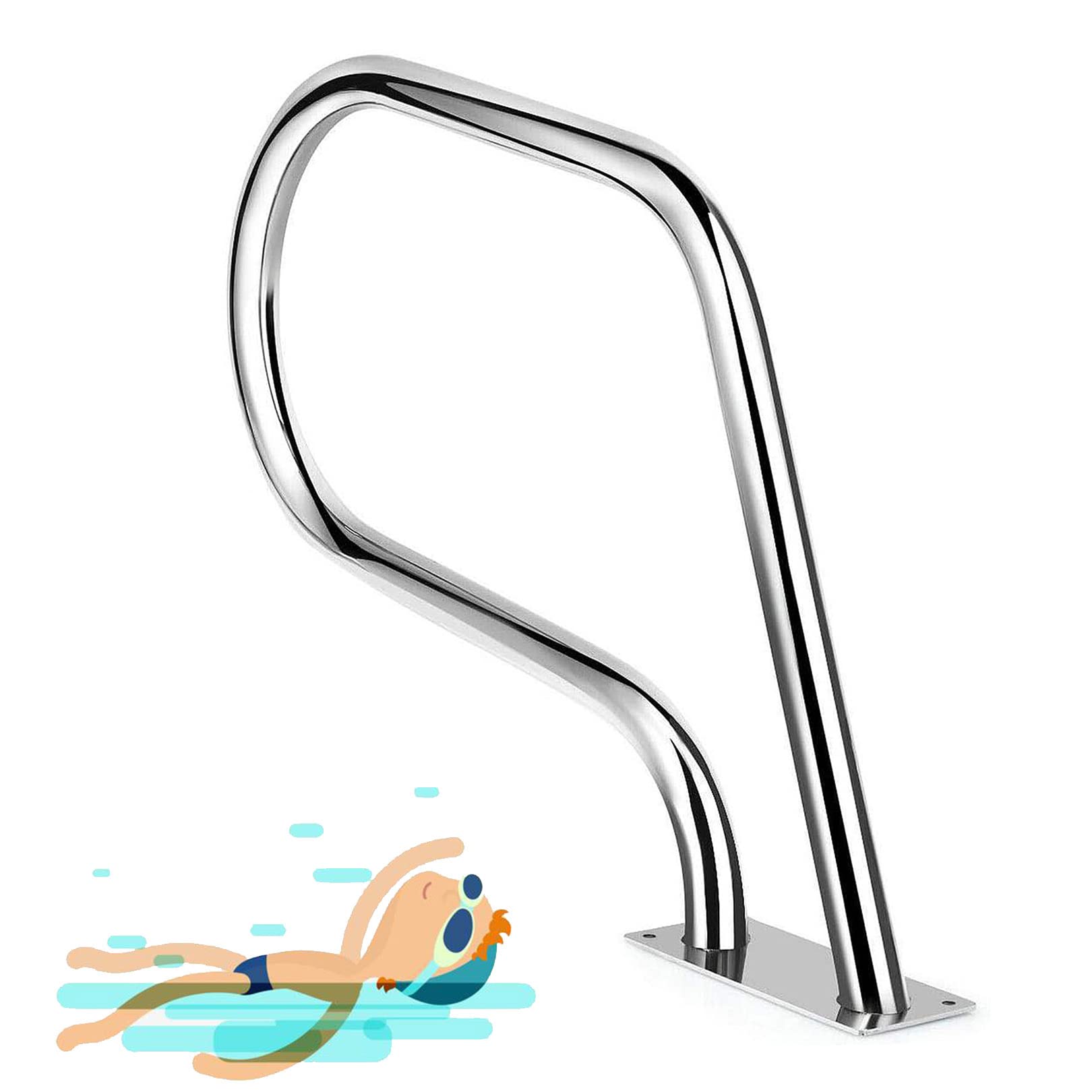 Poignée de sécurité piscine en inox 304 durable à base renforcée