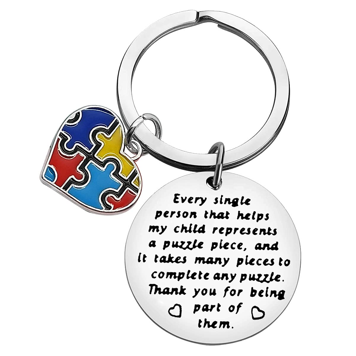 Autism Awareness Keychain Autism Awareness Gift Thank You Gifts for Autistic Teacher Therapist Appreciation Gift for Autistic Children Boy Girl Mom