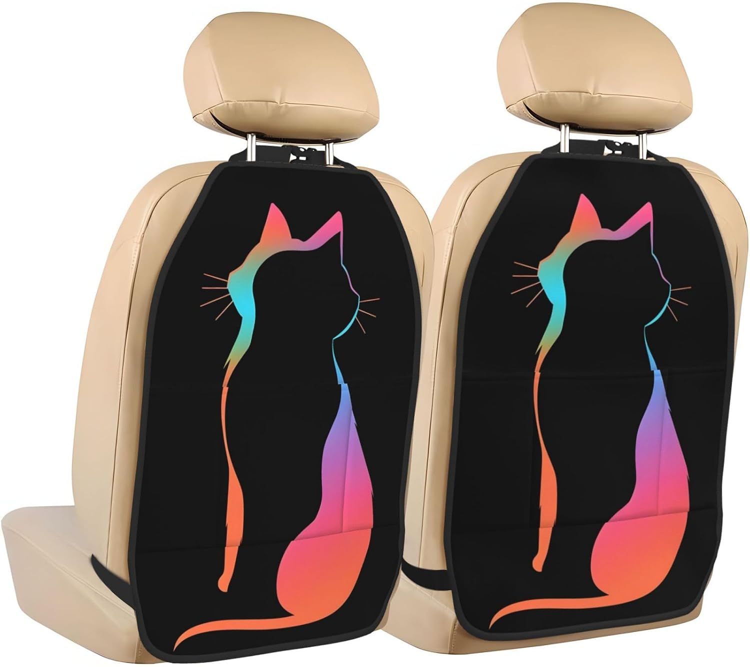 Car Seat Back Kick Protector 2 Pack 18.5" x 26.4", Laser Cat Upgraded Large Rear Seat Cover for Dirty Shoes Kids Pets, Waterproof Oxford Fabric Anti-Kick Pad for SUV Jeep Truck Sedan