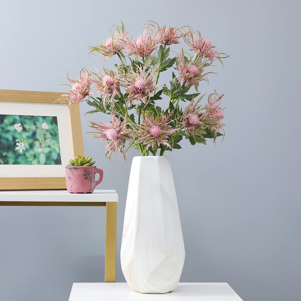 LNGO 27 inch 1 Bundle 3 Brunches Faux Eryngium Foetidum Plant Artificial Greenry UV Resistant Bushes Shrubs Office Home Outdoor Decoration (Red)