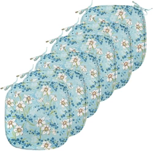 Vista 341 de Lunarable Orient - Cojín de asiento para silla, curlicues florales orientales con elementos artísticos venecianos, hojas de follaje, damasco a