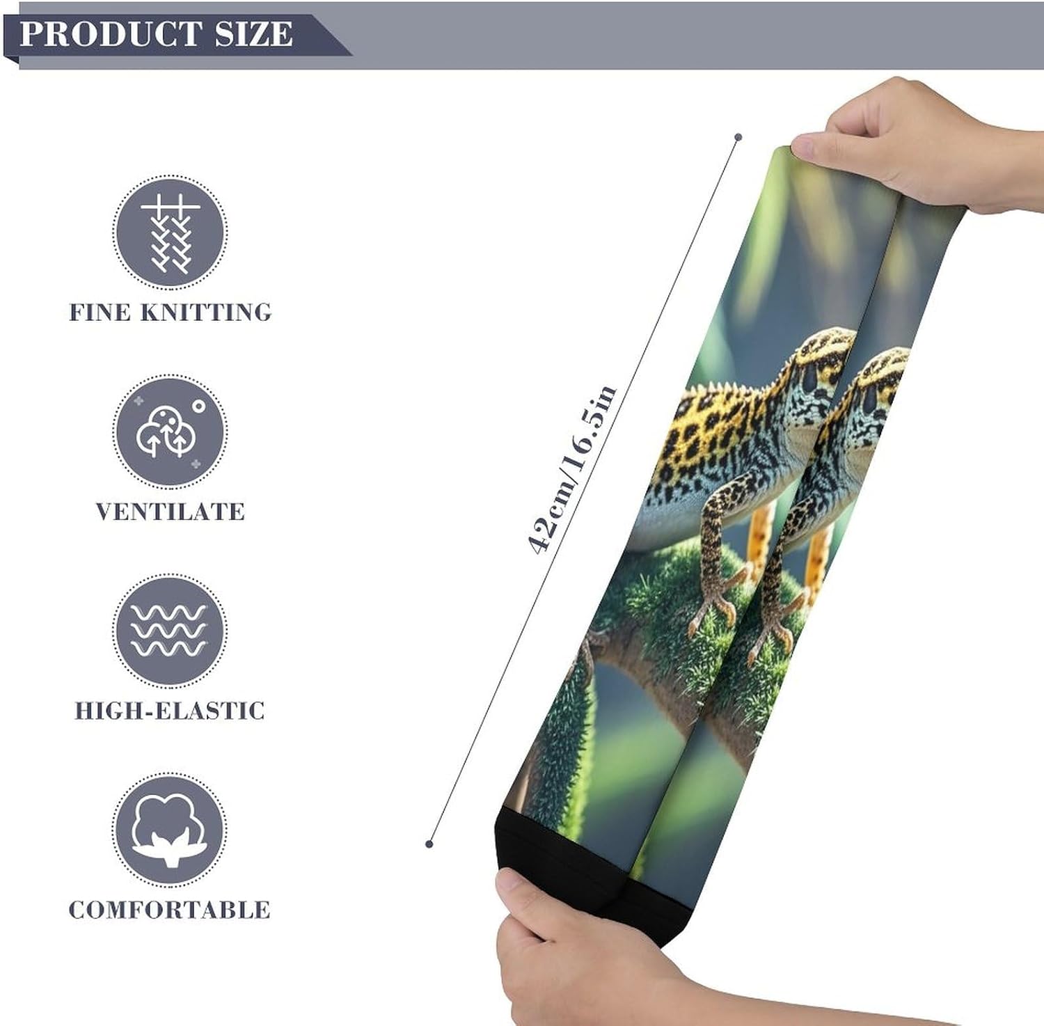Knee High Socks Leopard Little Gecko Long Tube Boot Seamless Toe