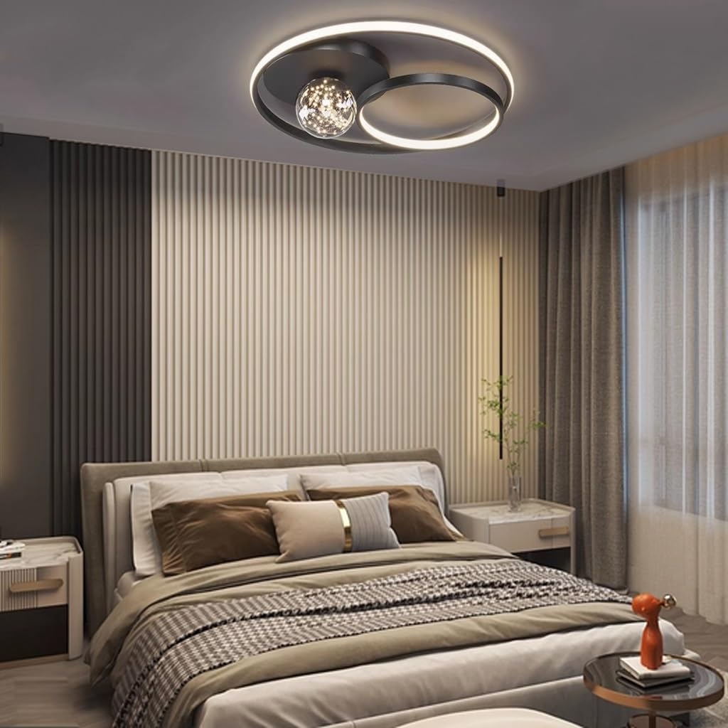 LED Ceiling Lights Lights Color and Brightness Adjustable 48W/51W 3840/LM4080LM Lighting Fixture Dia 52cm*15cm/42cm*15cm Round Design Ceiling Lighting for Hallway Balcony Bedroom3000k-6000k(Black,42cm