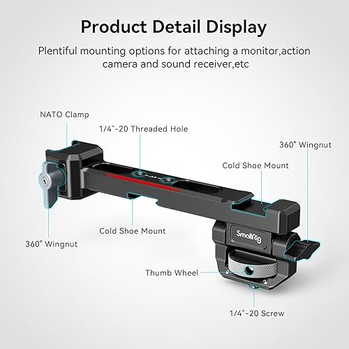 Miniatura 4 de SMALLRIG Montura Ajustable de Monitor de Cámara con Liberación Rápida, Abrazadera NATO, Montaje de Zapata Fría, Diseño Anti-Giro para DJI RS 4
