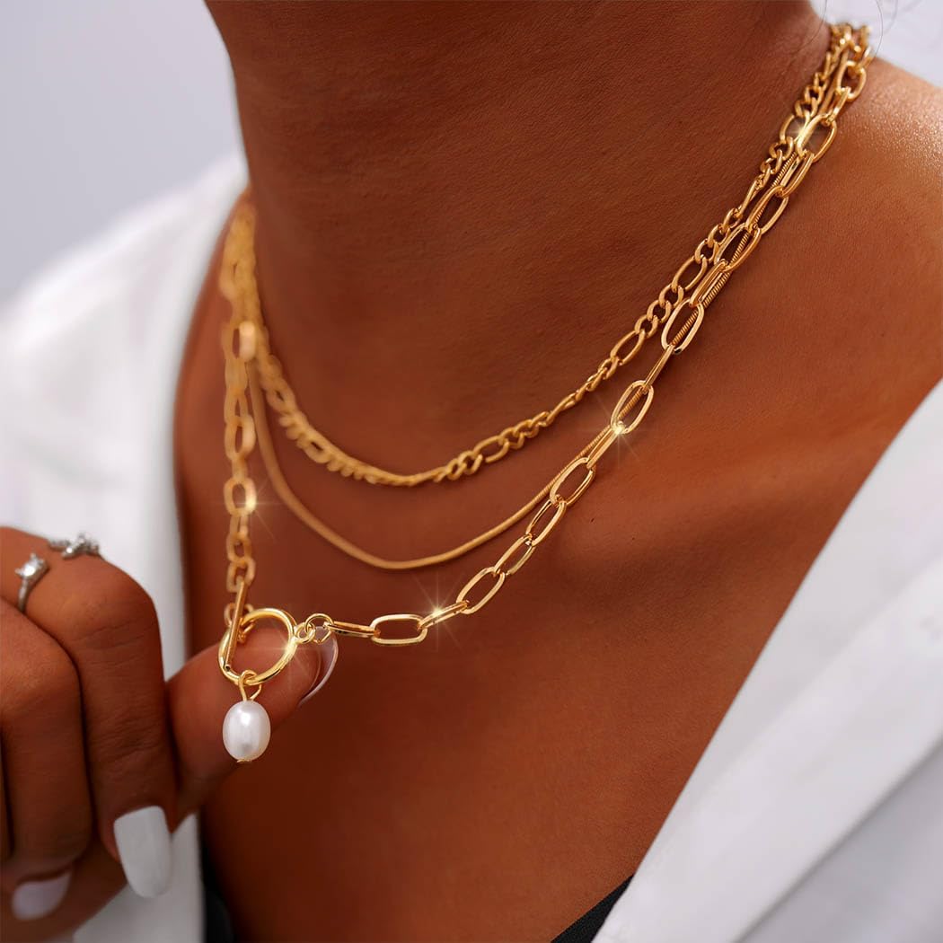 Tgirls Gold Snake Chain Necklaces for Women Layered Necklaces Dainty Choker Necklace Jewelry