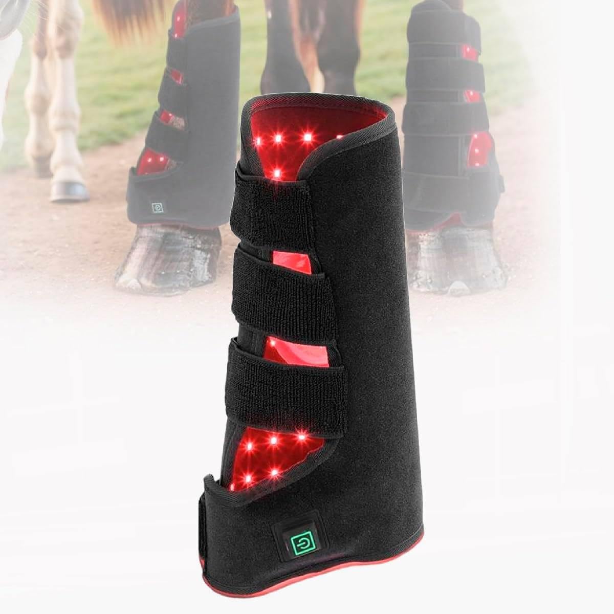 Appareil de luminothérapie LED Rouge pour Cheval, lumière Infrarouge Proche 660 et 850 nm pour la Jambe, guêtres de Soins infrarouges, Lampe Portable sans Fil pour la Jambe Gauche