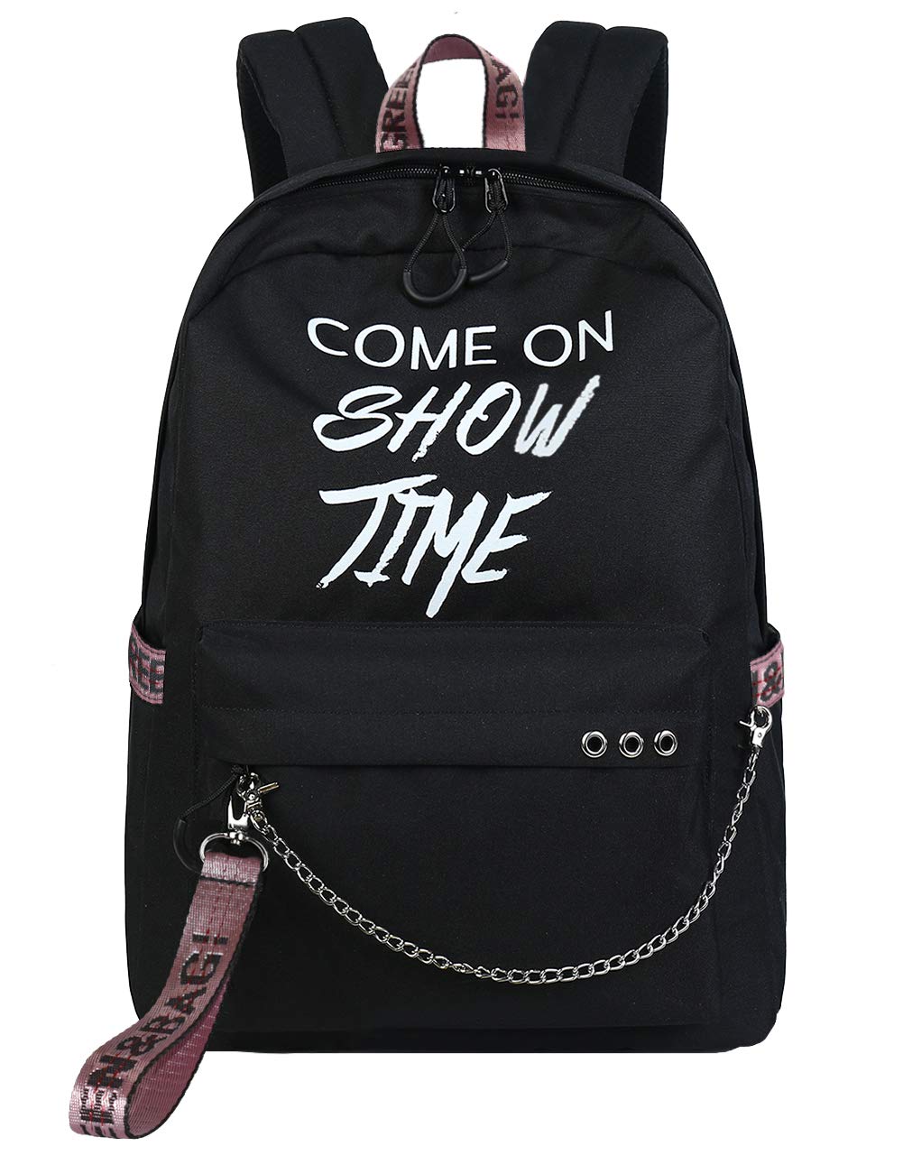 mygreenGirls Fashion School Bag Backpack Bookbag with Hanging Ribbon Embroidery, Metal Chain and Special Luminous Effect at Night