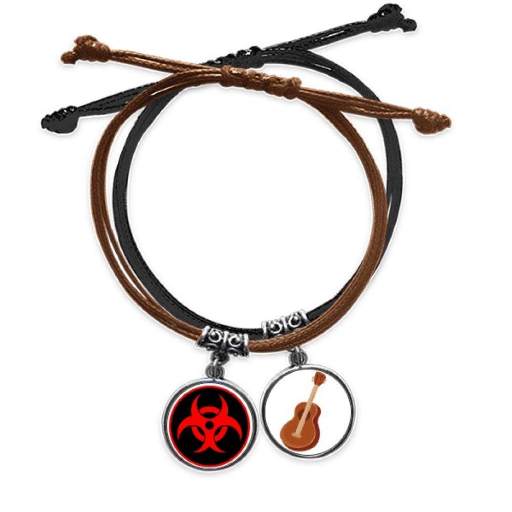Pulsera de cuerda y cuero con símbolo de radiación para conciertos de rock 3