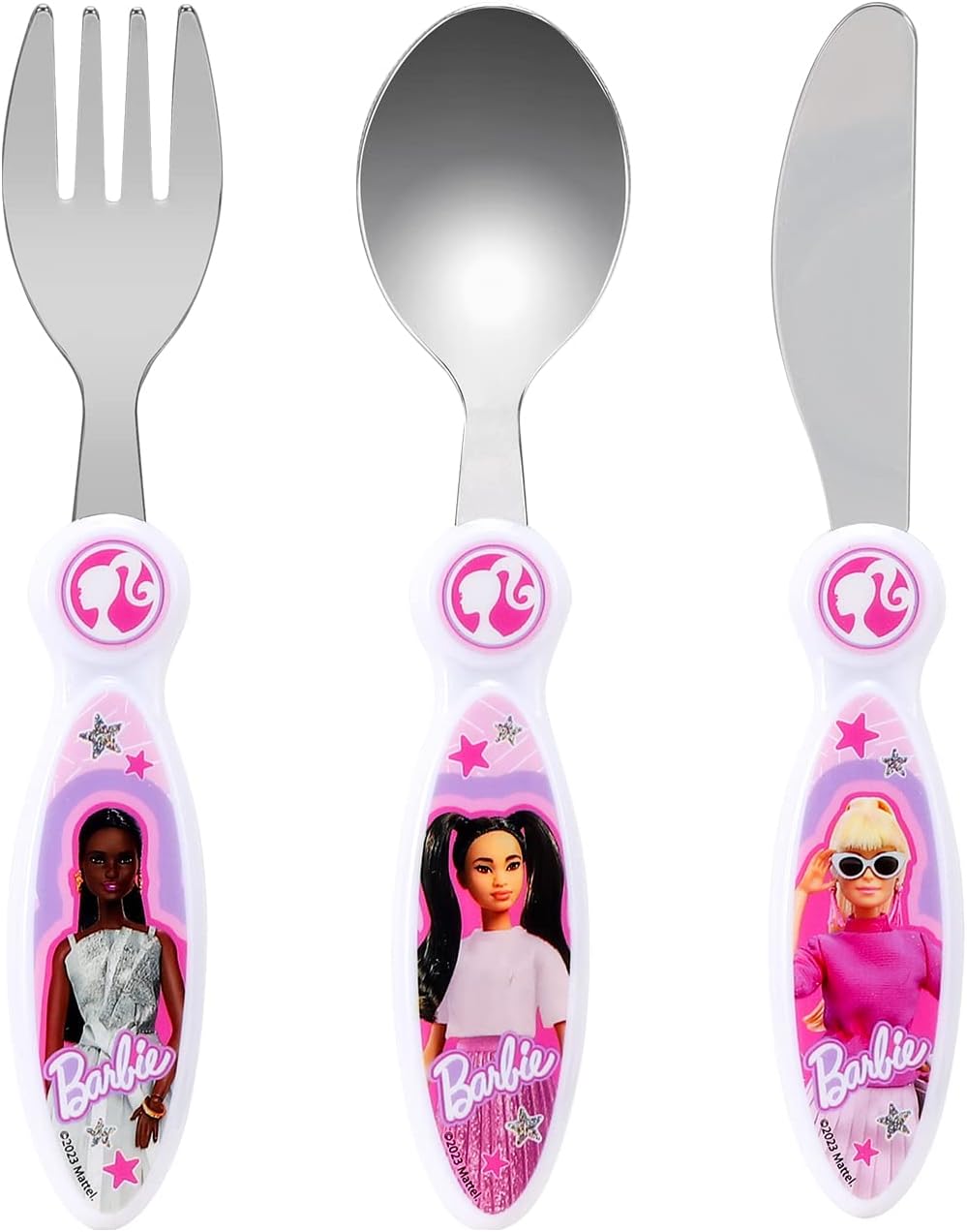 Barbie Doll Kids 3 Piece Cutlery Set – Includes Knife, Fork and Spoon