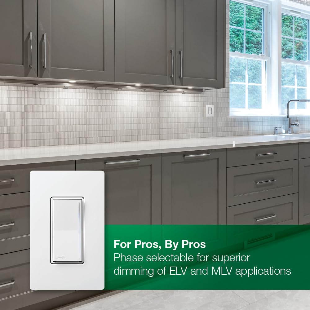 Lutron Sunnata Pro LED+ Touch Dimmer Switch, for 500W ELV/MLV, 250W LED, Single Pole/3-Way, Neutral Required, ST-PRO-N-WH, White