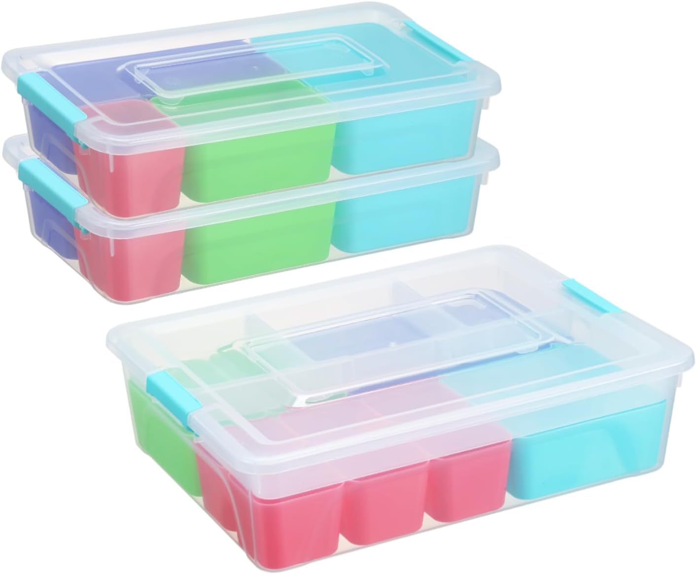 novelinks Clear Plastic Dividing Storage Box with