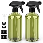Bontip Glass Spray Bottle, Olive Green Glass Spray Bottle Set & Accessories Refillable for Plants Window Cleaners Aromatherapy Facial Hydration Watering Flowers Hair Care (2 Pack/16 oz) (Olive Green