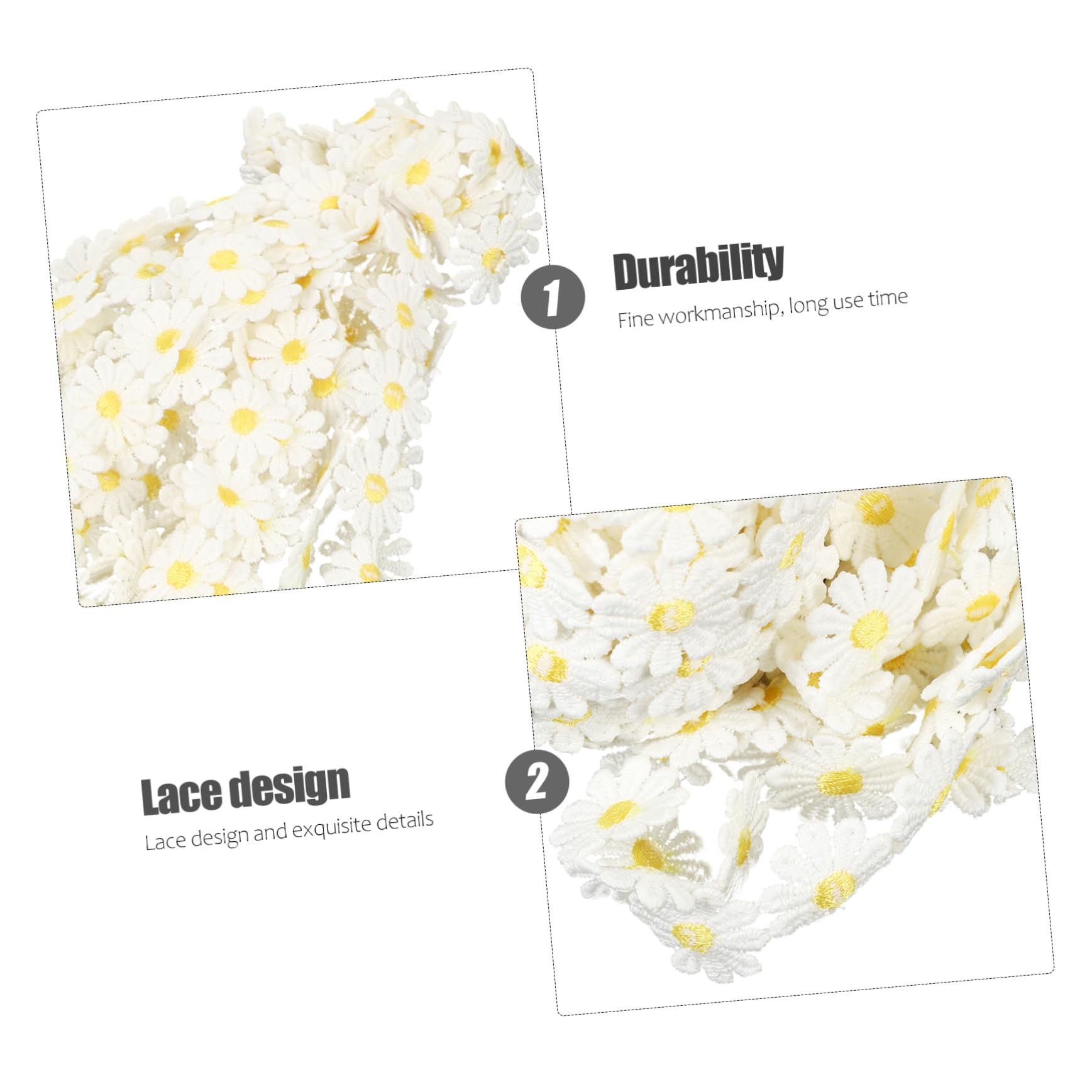 STOBOK 2piezas Cinta De Encaje Bordado Floral De Yardas Ribete Para Manualidades y Decoraciones De Bodas Para Proyectos y Embellecimientos De Ropa