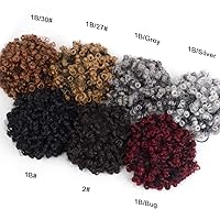 Vista 6 de Yinmei Baibian Extensión de cabello afro con cordón para coleta de caballo con cordón para mujeres negras, moño rizado, ondulado, corto, mini afro