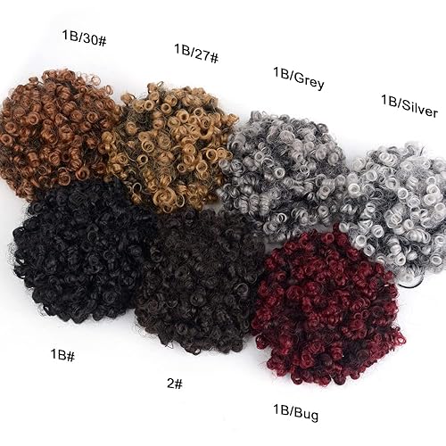 Miniatura 6 de Yinmei Baibian Extensión de cabello afro con cordón para coleta de caballo con cordón para mujeres negras, moño rizado, ondulado, corto, mini afro