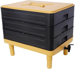 3-Tray Worm Farm Kit, 65L Worm Composter for Vermicomposting Starter, Indoor & Outdoor Worm Composter, Worm Compost Bin for Recycling Food Waste