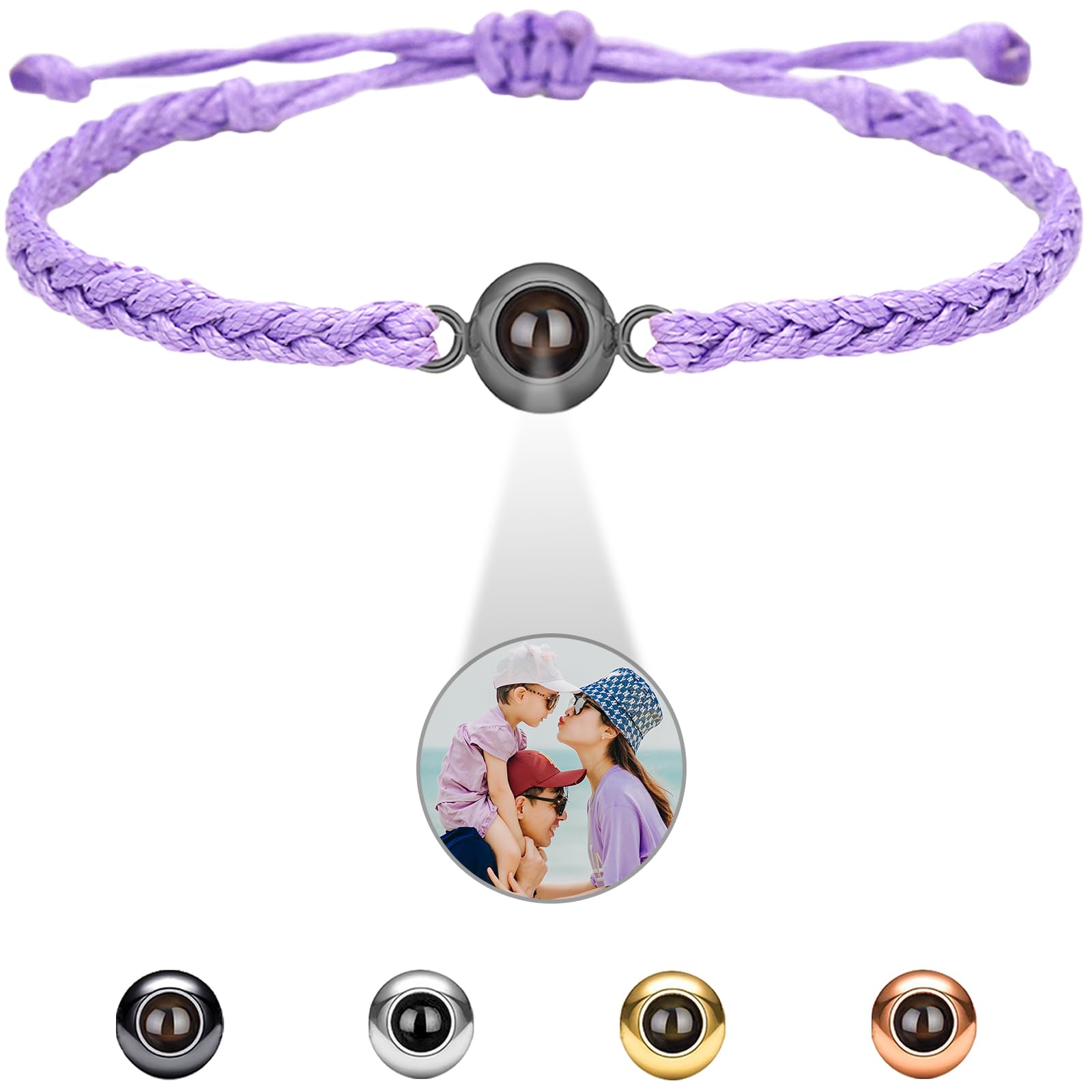 Custom Bracelet with Picture Inside, Personalized Projection Bracelets with Photos, Photo Bracelet Customized Picture, Anniversary Birthday Gifts for Boyfriend Women Men Family
