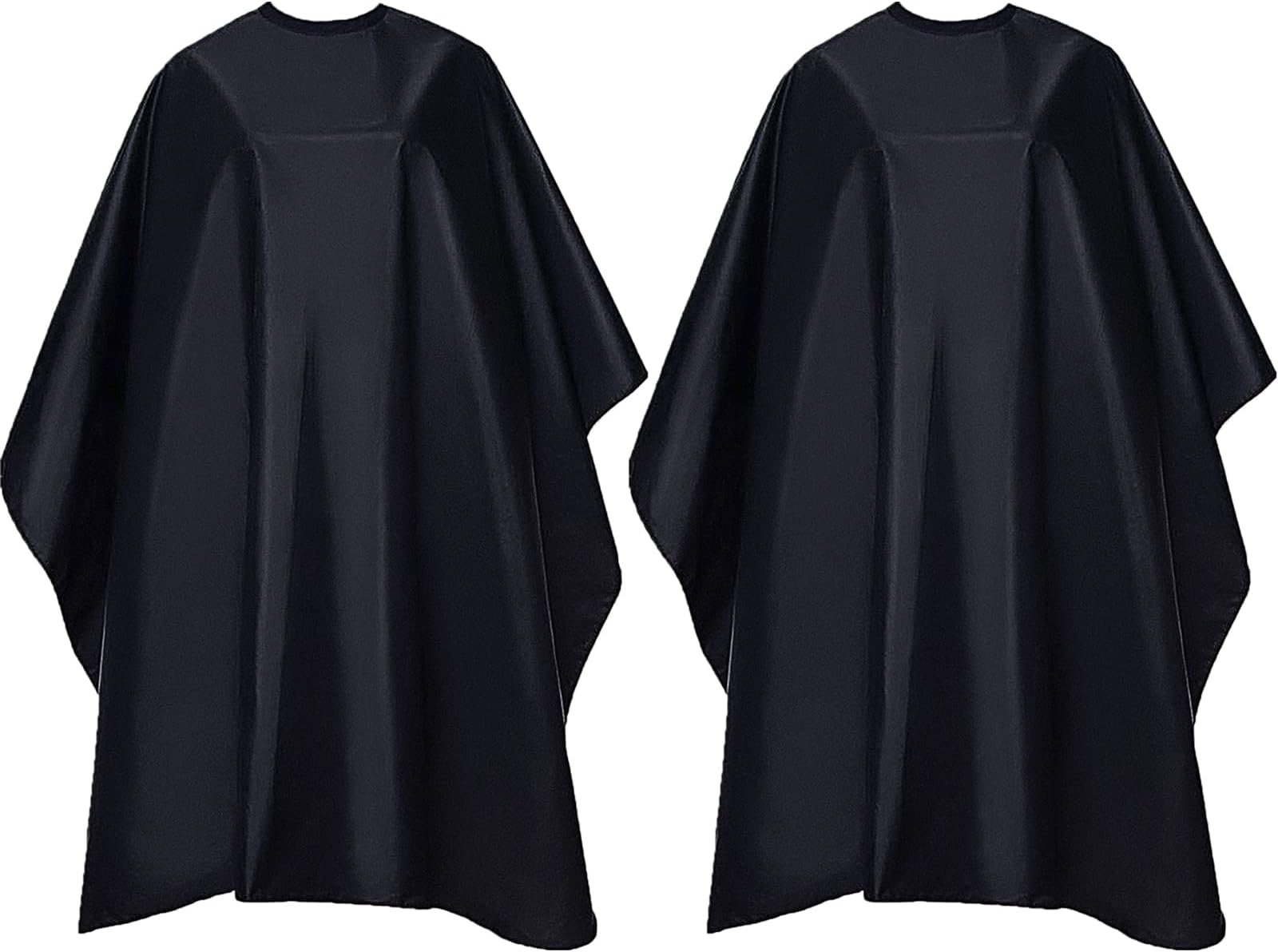 FocusOn 2 Pack Professional Barber Cape, Salon Styling Cape with Adjustable Snap Closure for Hair Cutting, 59" x 51", Black