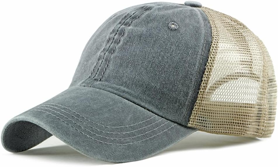 Vintage Washed Trucker Hat Distressed Adjustable Mesh Baseball Cap for Men Women Sun Hats Beach Outdoor Sports