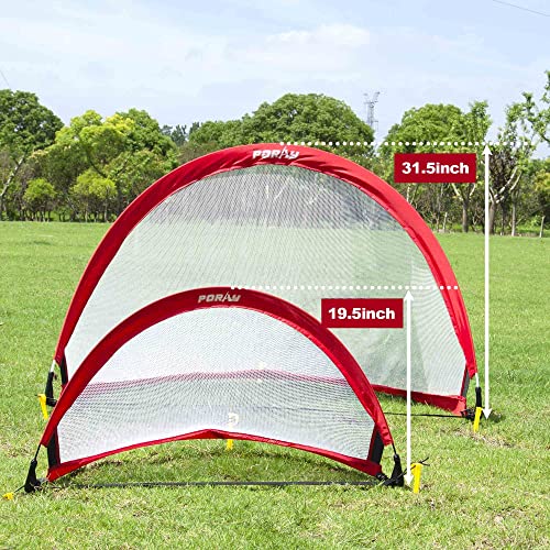 Porayhut Pop Up Soccer Net Soccer Goal For Kid Easy-Up,Set Of 2,Portable 210D Oxford With 8 Field Marker Cones & Extra Stakes,Fun For Backyard And Soccer Training Net #TOP3