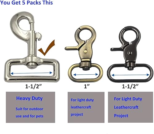 Miniatura 10 de DGOL Metal Heavy Duty Gatillo Giratorio Ojo Snap Clips Cierre de cincha Cinturón Ganchos de resorte para mascotas, plateado