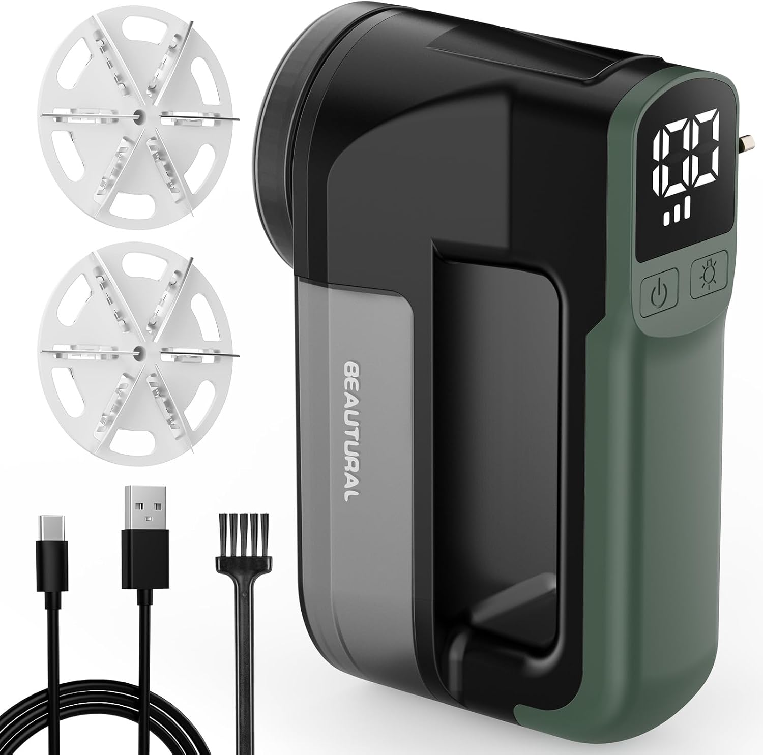 BEAUTURAL Lint Shaver, Electric Lint Remover for Clothes with LED Display, USB-C Rechargeable Fabric Shaver with 3 Speeds, Large Lint Container for Sweater, Sofa, Wool, Blanket