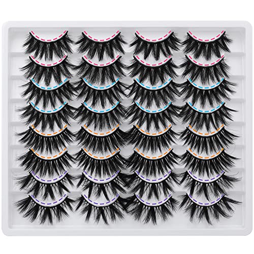JIMIRE False Eyelashes 4 Styles Mixed Fluffy Volume Lashes Pack 16 Pairs Natural Wispy Faux Mink Lashes