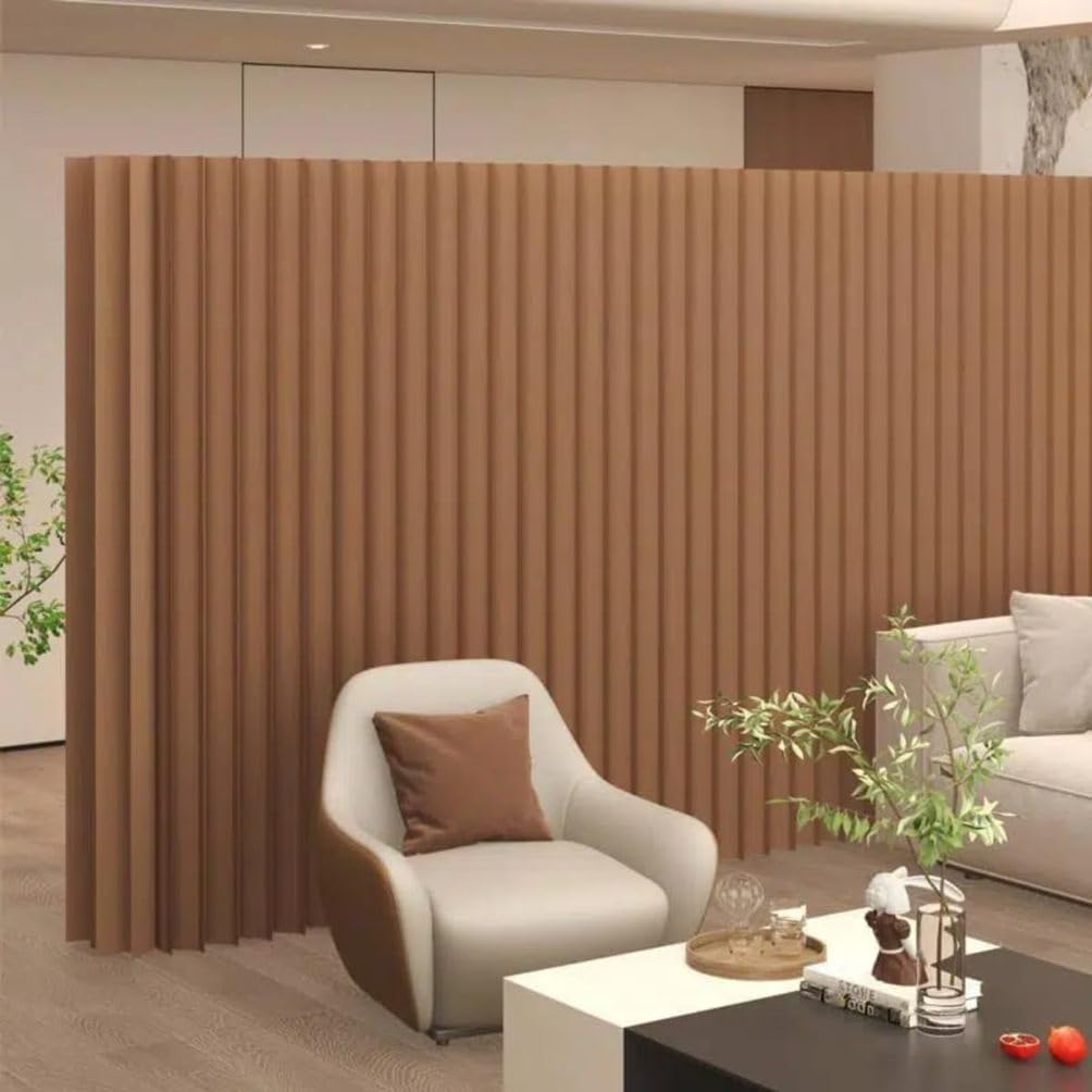 cendbirut Paper Room Dividers, Foldable Retractable Room Divider Wall, Paper Partition, Portable No Drill Partition Wall for Home, Office, Studio, Exhibition Store, Brown,78.7 * 70.8 * 16.5in