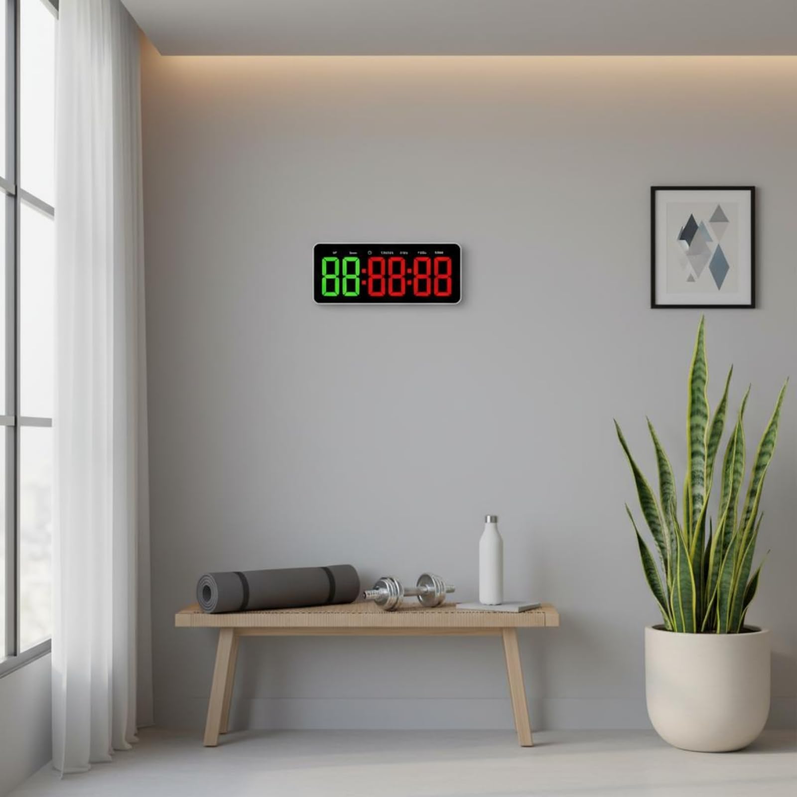 Minuterie LED Numérique Grands Chiffres Horloge Numérique Fitness Multifonction Chronomètre D'exercice pour Entraînement, Bleu, Rouge, 2 Bleu + 4 Rouge