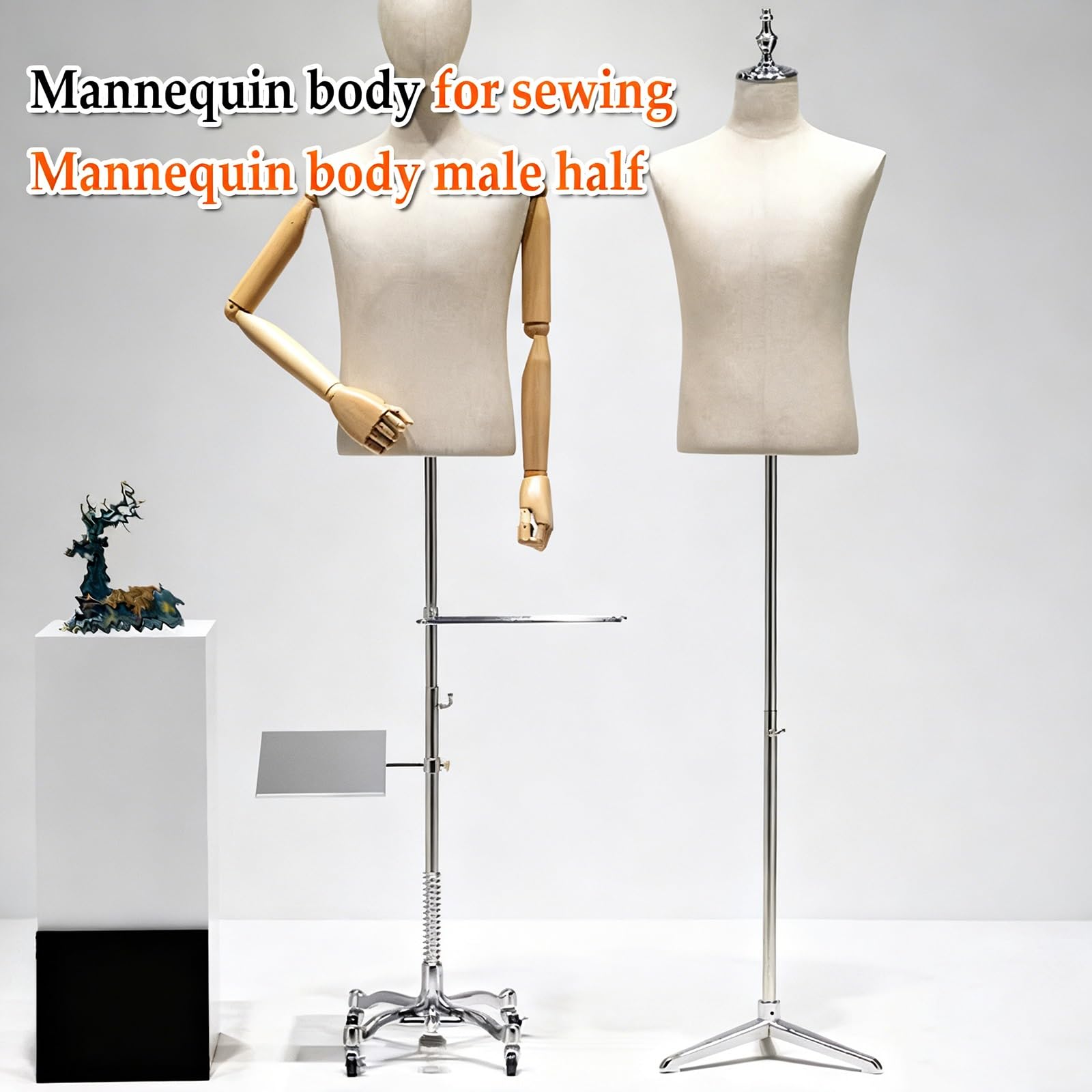 Maniqui Costura Hombre con Perchero para Pantalones Maniquí Costura Ajustable Altura Maniquí de Sastre Masculino para Tiendas de Ropa y Talleres de Costura(93x150-190cm)