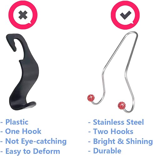 Miniatura 12 de Ganchos para asiento de automóvil con diamantes de imitación, ganchos organizadores universales para reposacabezas de automóvil, ganchos A-blanco