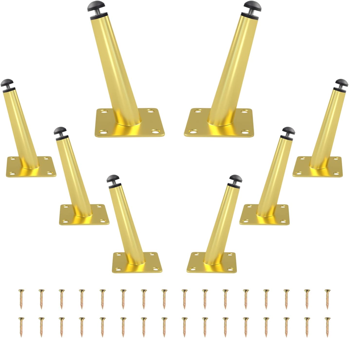 4 Inch Adjustable Furniture Legs Set of 8 Metal Oblique