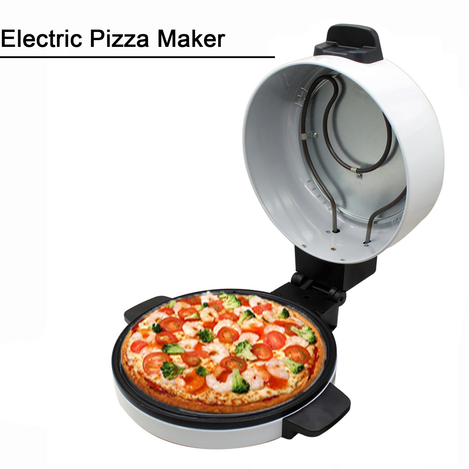Electric Pizza Oven,1600W Pizza Maker with Non-stick Coating, Indicator Light Display, 30CM Pancake Maker, Countertop Pizza Oven for