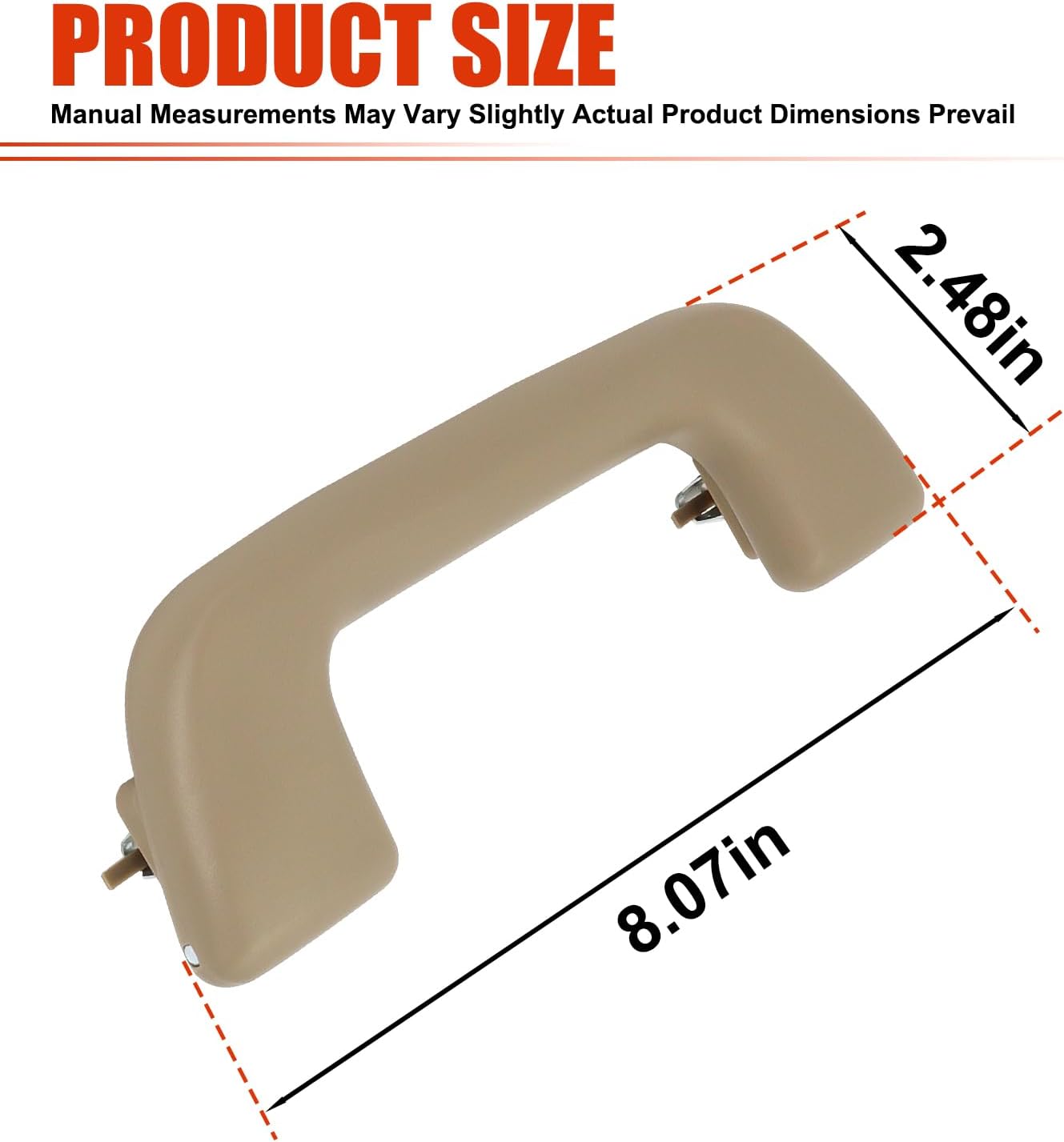 Front Auto Roof Pull Handle Grab Rail Without Hook Fit for Toyota Corolla Yaris Vios Rav4 Inner Roof Pull Handle Grab Replace 74610-52020 ，LH=RH Universal Beige