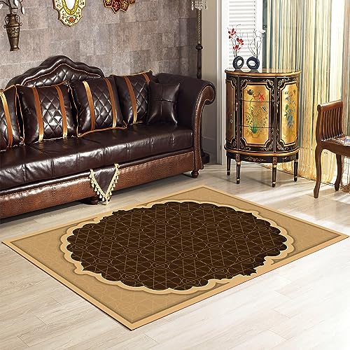 Tapis de cuisine antidérapant grand format lavable pour couloir marron