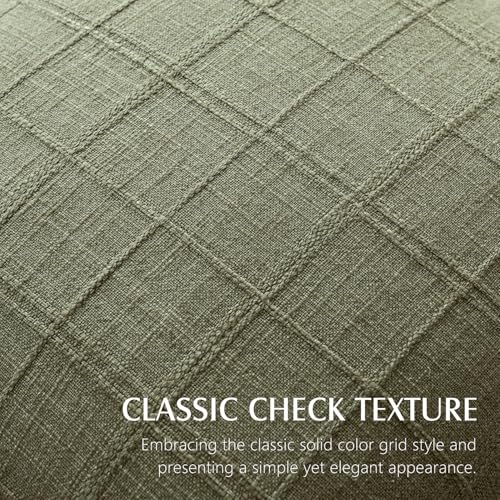 Image of Foindtower Set of 1 Decorative Linen Check Throw Pillow Cover Neutral Farmhouse Lumbar Cushion Cover Modern Boho Home Decor for Sofa Chair Couch Bedroom Living Room Outdoor,12x20 Inch,Sage Green